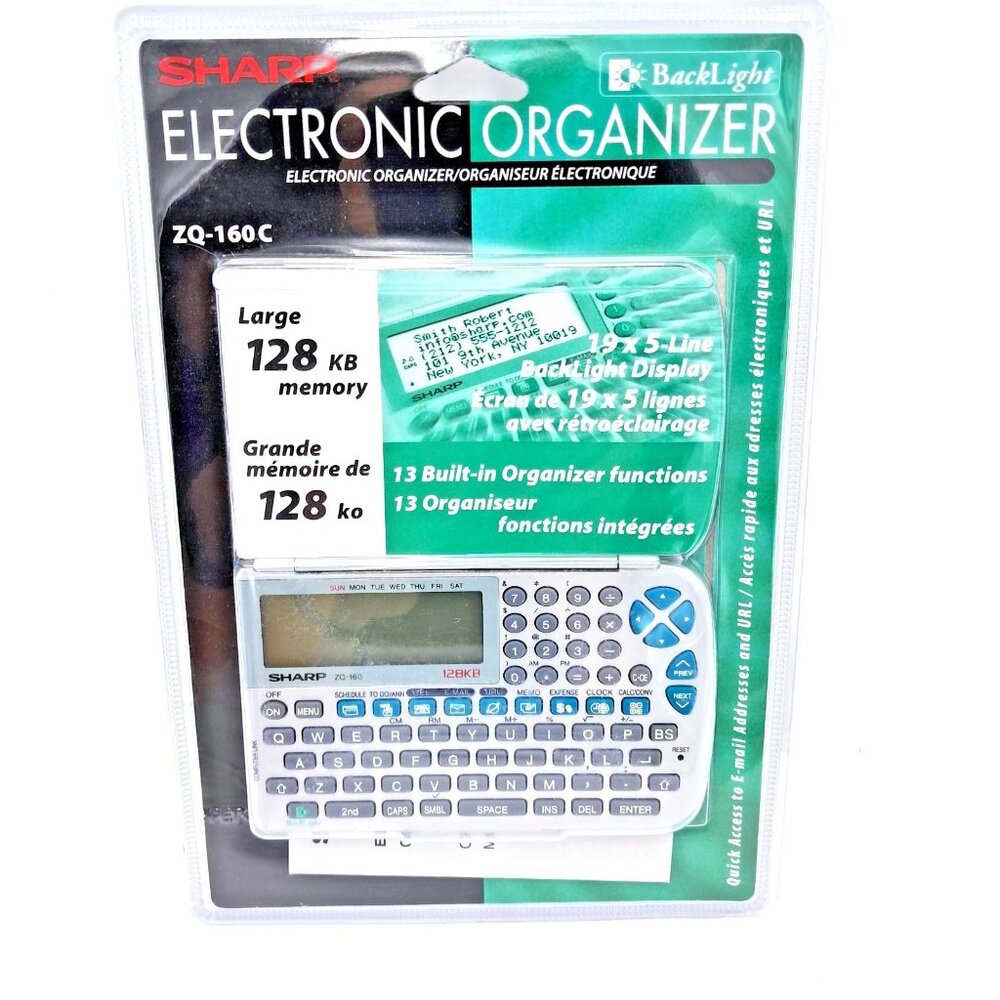 Sharp ZQ-160C   128KB Electronic Organizer With Backlight -NOS